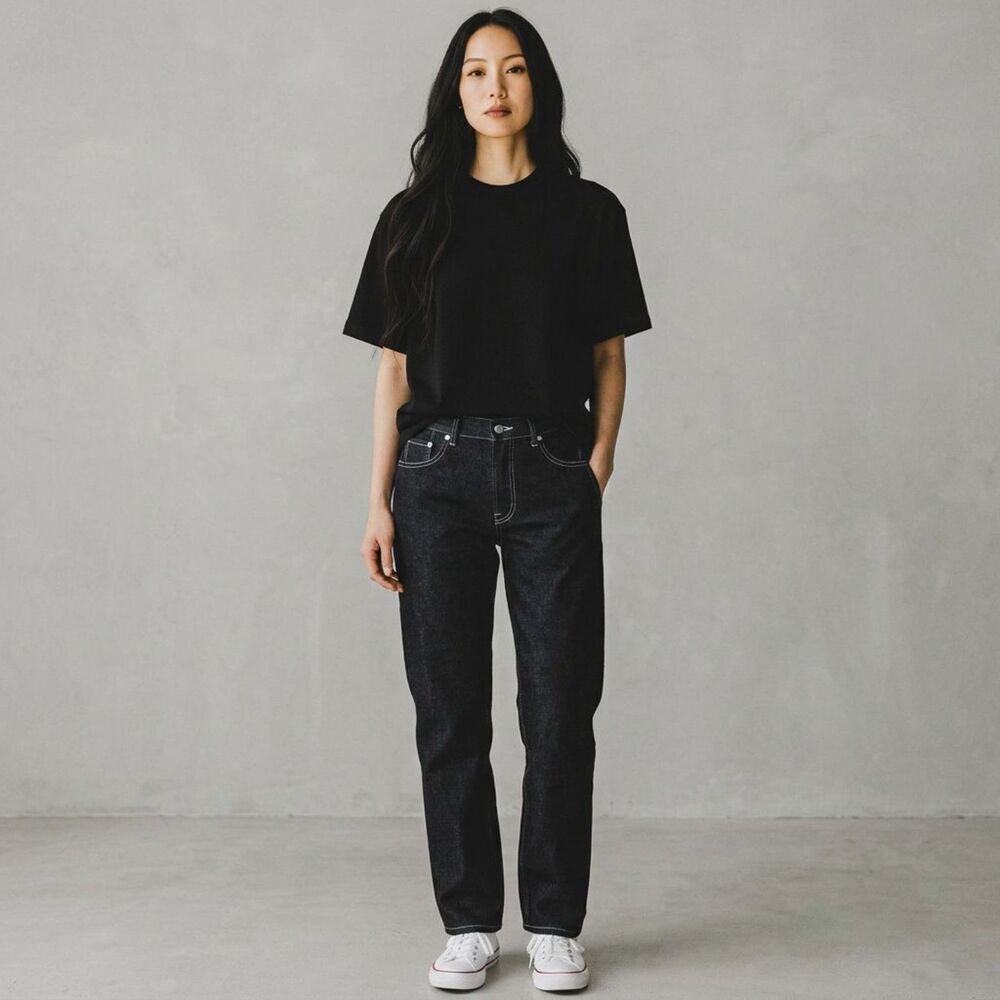 Zara Black Bootcut Jeans Size 12 EU 44 Straight Leg Denim Unisex